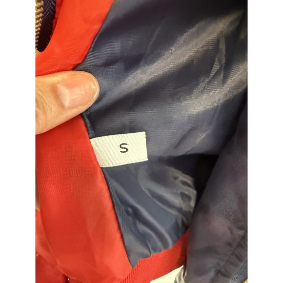 Suicide Squad Jacket Womens Small Red Blue Harley Quinn Joker Satin Bomber Coat - Picture 7 of 8